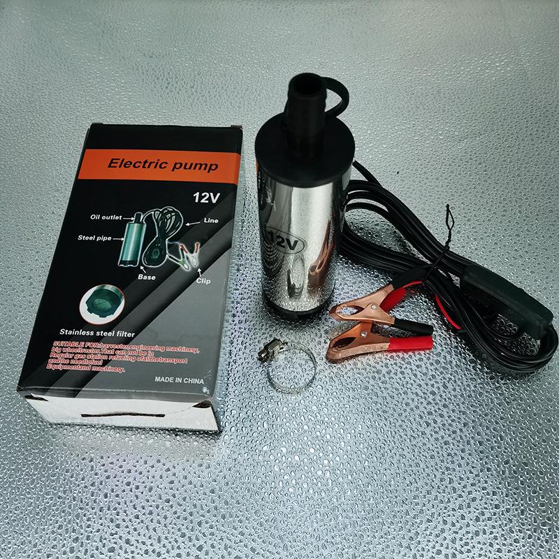 51mm Stainless Steel Mini Submersible Oil & Water Pump, 12V/24V DC, Portable Refueling Pump E18