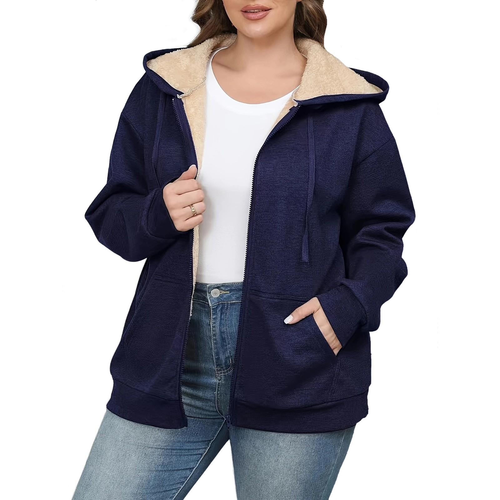 

Женская теплая плюшевая толстовка с капюшоном XL тёмно-синий