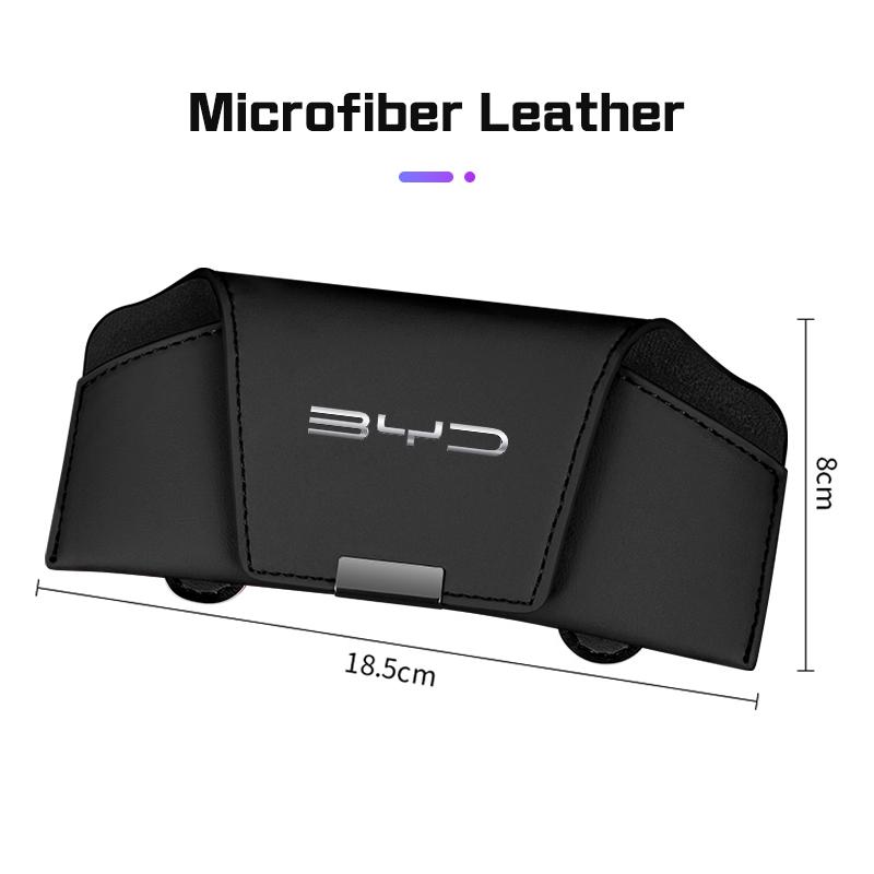 Leather Car Visor Glasses Case For BYD Song Plus Sealion 6 Seal U Tang L Dmi EV F3 I3 S7 G3 M6 L3 Seagull Sunglasses Holder Box