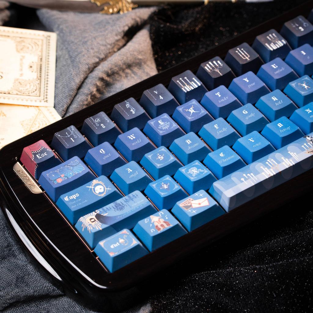 Theater Phantom Keycap Cherry Pbt Dark Blue Alice Layout 2.25/2.75U Space Bar Keycap 142 Keys