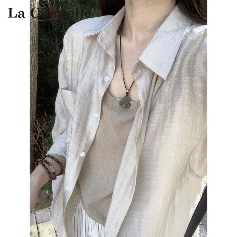 La Chapelle Women s Tencel Linen Long Sleeve Cardigan Shirt L хаки
