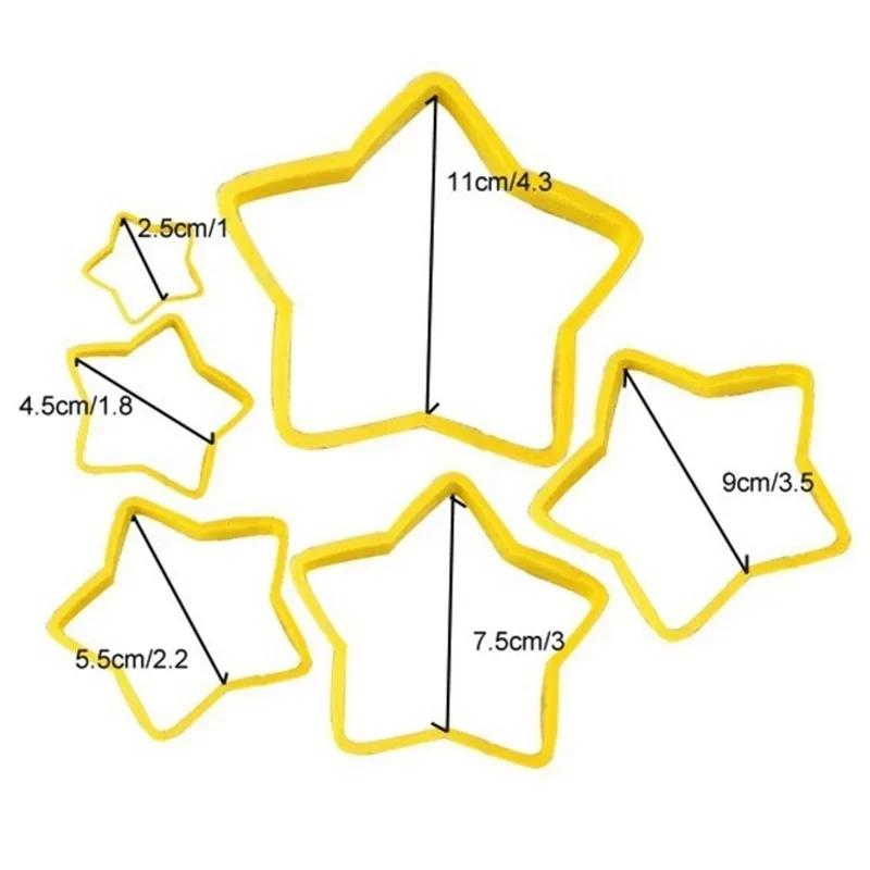 6Pcs/Set 3D DIY Pentagram Christmas Tree Cookies Cake Cutter Mold Set Baking Tool for Christmas Day Cookie Cutter Set