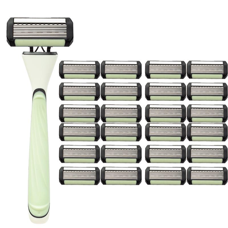 Eight-Layer Blade Men's Manual Razor with Replaceable Head