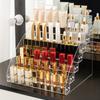 Clear Acrylic Cosmetic Storage Holder with Multiple Compartments for Nail Polishes and Lipsticks