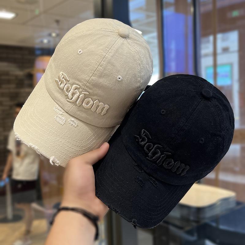 Retro three-dimensional embroidered peaked cap female couple niche trendy brand face small sunshade baseball cap