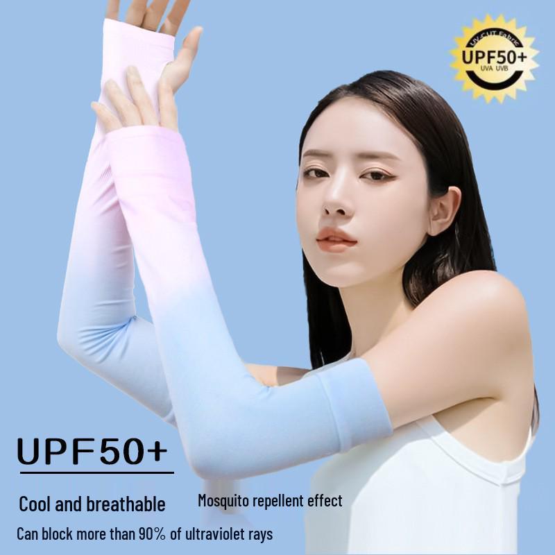 Unisex Summer Gradient Ice Silk UV Protection Cycling Sleeves