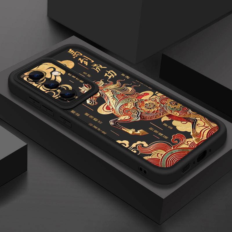 Vintage Lucky Golden Horse Case For Samsung S26 S25 Ultra S24 S23 S22 Plus S21 FE A15 A16 A17 A35 A36 A37 A54 A55 A56 A57 5G Shockproof Bumper Cover