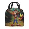 Crashs Bandicoots Cartoon Insulated Lunch Bags Video Game Food Container Portable Thermal Cooler Lunch Boxes For Work