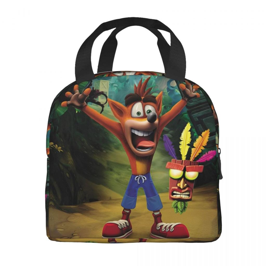 Crashs Bandicoots Cartoon Insulated Lunch Bags Video Game Food Container Portable Thermal Cooler Lunch Boxes For Work
