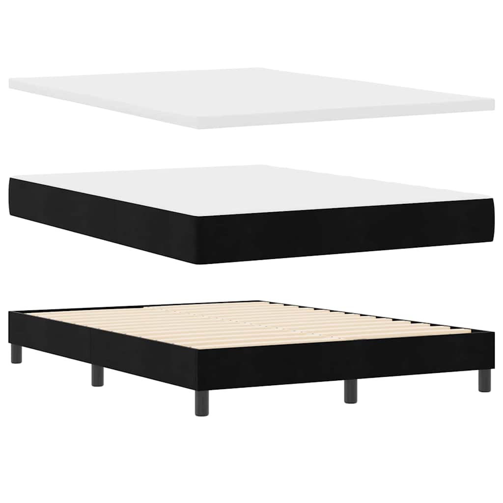 LED Box Spring Bed with Mattress Black 140 x 200 cm Velvet