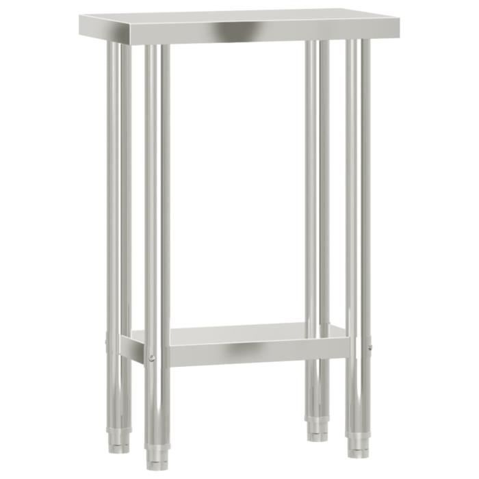 Table de travail de cuisine - VIDAXL - 55x30x85 cm - Acier inoxydable - Gris - Stable et hygiénique