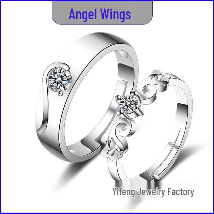 Adjustable Couple Rings: Korean Style White Gold Plated Valentine's Jewelry