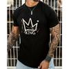 Summer Round Neck 3D King Printed Top Fashionable Casual Short Sleeved Men's T-shirts