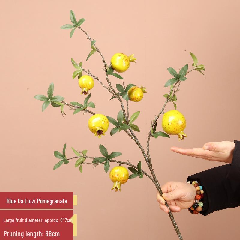 Artificial Pomegranate Persimmon Branch: Red Berry Fruit for Living Room or Entrance Hall Decoration - Chinese Style