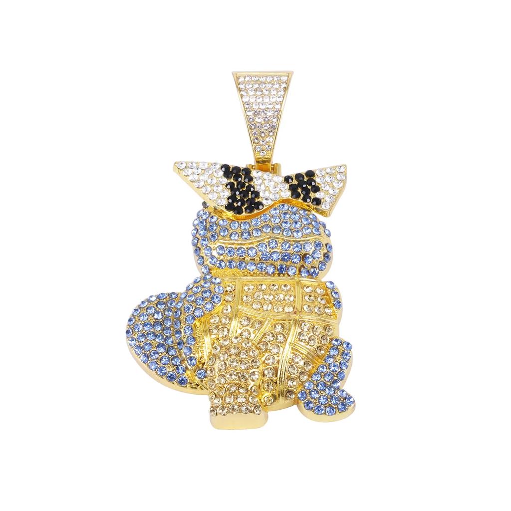 Collana Ciondolo Squirtle Diamante Anime Catena Cubana Moda Uomo e Donna, Regalo di Festa per Bambini