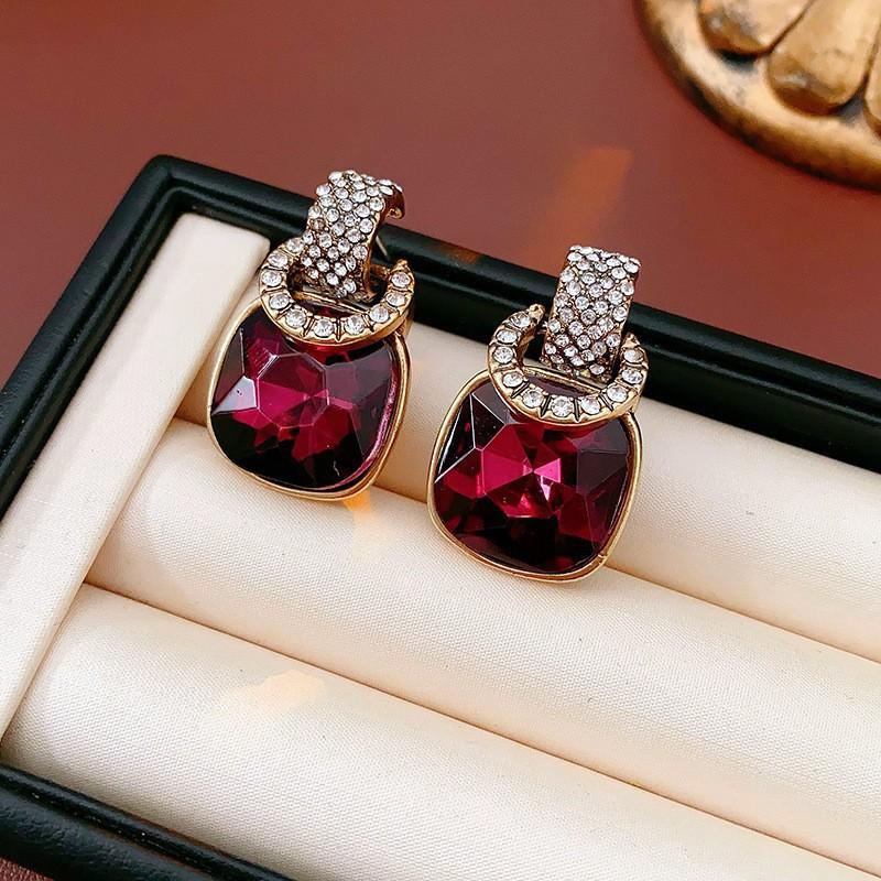 Cercei Medievali Vintage Argintiu Ac Picurând Ulei Romb Cercei Retro Stil Curte Cercei Exquiși Cercei Lux Light High-end