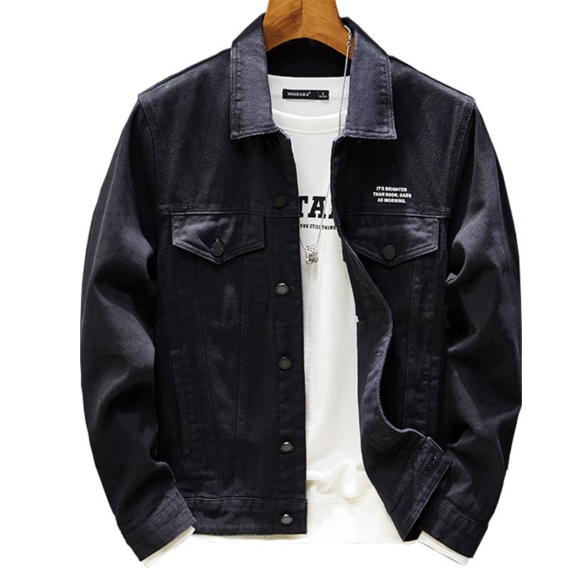 

Весна и осень 2024 года, новая джинсовая куртка для мужчин, европейская и американская облегающая джинсовая однотонная молодежная куртка с принтом XXXXXL