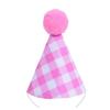 Small Dog Cats Party Hat for Birthday Celebration, Checkered Pet Cap with 10 X 6 Cm Size, Elastic Cord, Costume Headwear for Family Photos