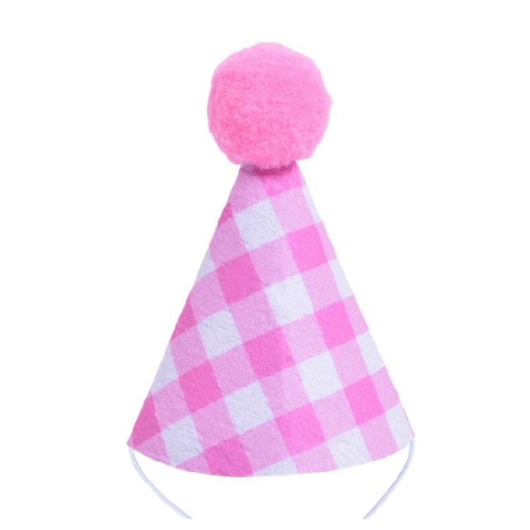 Small Dog Cats Party Hat for Birthday Celebration, Checkered Pet Cap with 10 X 6 Cm Size, Elastic Cord, Costume Headwear for Family Photos