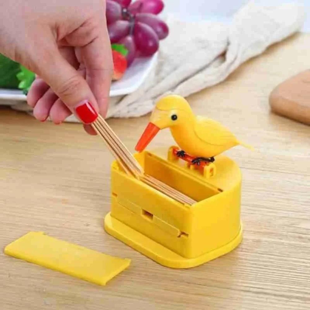 1Pc New Small Bird Toothpick Container Automatic Toothpick Dispenser Toothpick Holder Home Decoration Kitchen Accessories