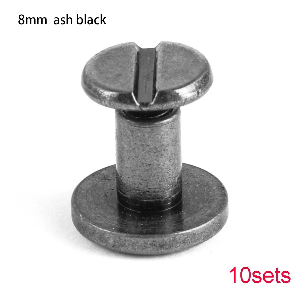 10sets Useful 10mm Solid Screw Nail Rivet Double Flat Head Belt/strap Rivets Luggage Leather Metal Craft High Quality