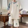 Summer Fashion Trend Print Comfortable Breathable Short Sleeve Shorts Set Men's Casual Loose Sports Plus Size Two-Piece Set