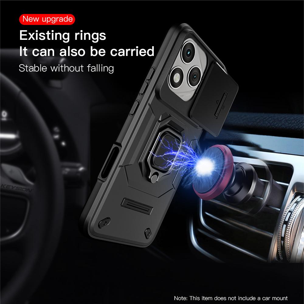 KEYSION Shockproof Armor Case for HONOR 400 Lite 5G Slide Camera Lens Protection Ring Phone Cover for Huawei Honor 400 Lite 5G