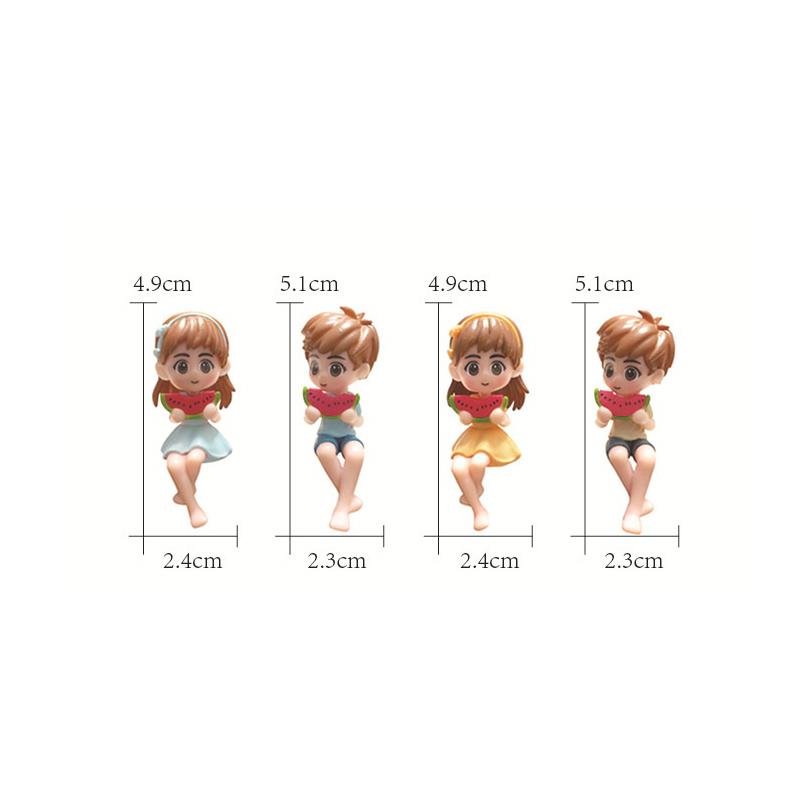 1 Paar Wassermelonen essende Figuren Paar Liebende Figuren Paar Miniatur Junge Mädchen Modell Prinzessin Fee Garten Auto Ornamente