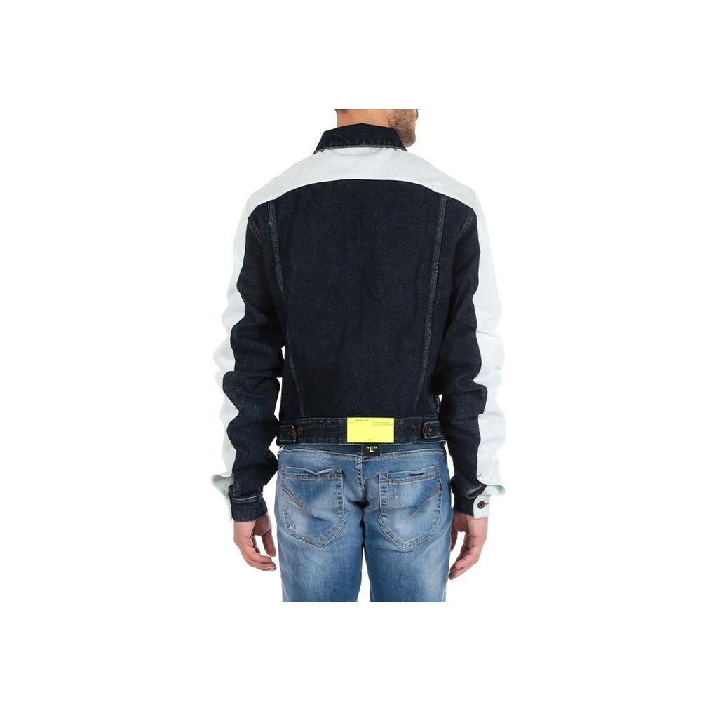 Off-White SS19 Patchwork Sleeve Denim Jacket Men Jackets Blue OMYE026S19C300018500