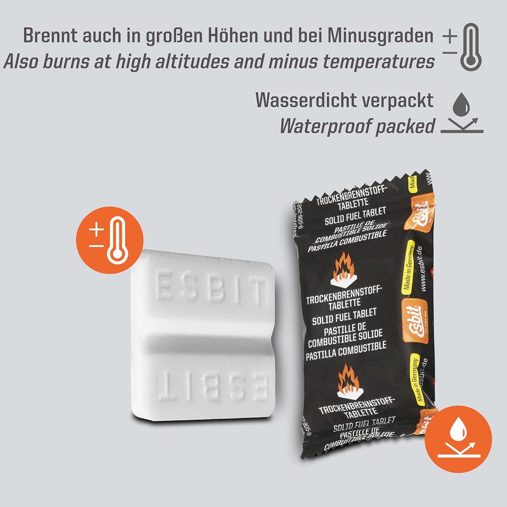 Esbit Lauko stovyklavimui kietojo kuro tabletės 27g x 8 x 8 vnt. ES00182700 (įskaičiuota 27g)