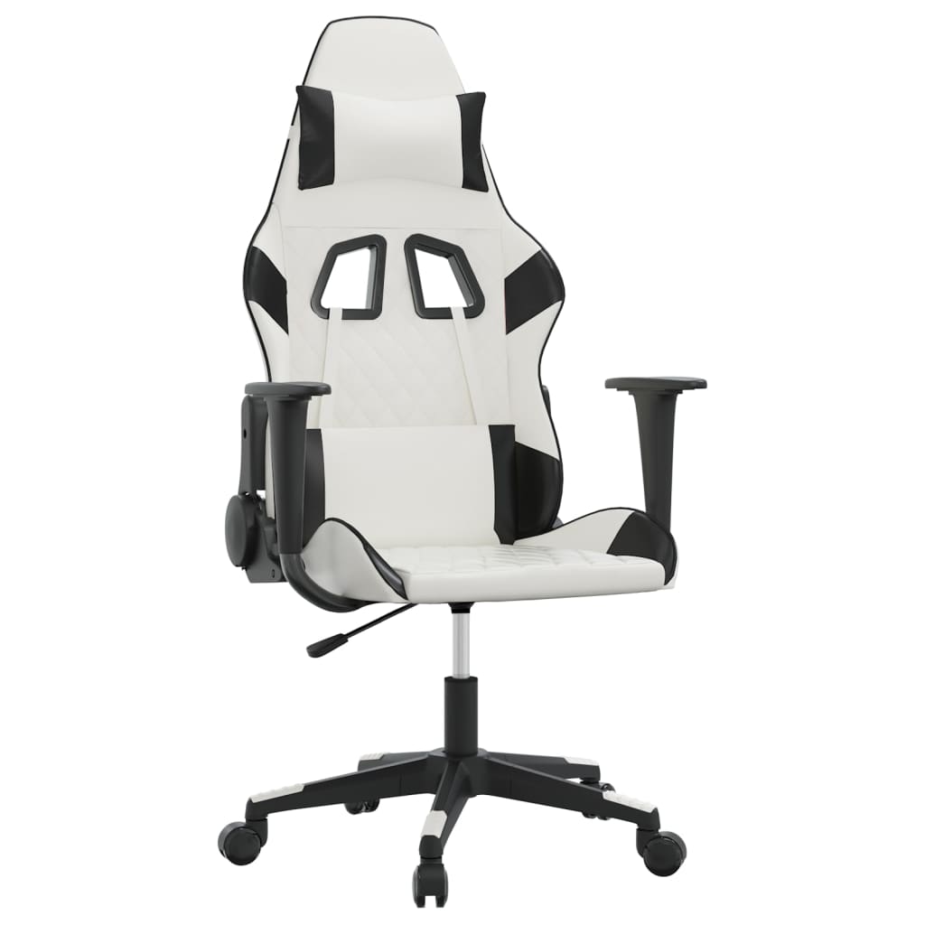 Gaming Chair in White and Black Artificial Leather