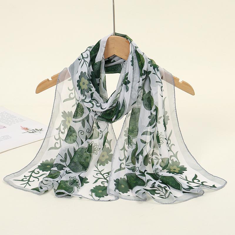 Fashion Luxury Print Design Women Silk Scarf Shawl Elegant Headscarf Hijabs Chiffon Muslim Wrap Scarves