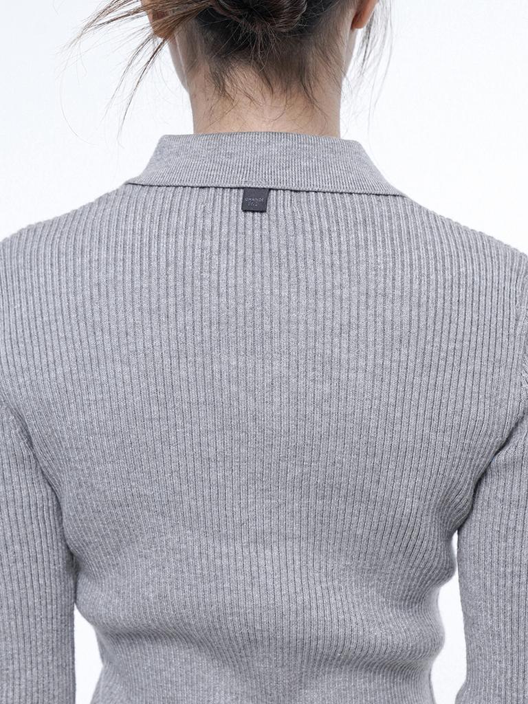 Chaenseseunoi Soft Slim Button Collar Knit Gray/W243Tp08Gr