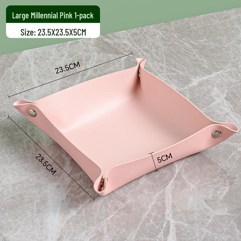 

Nordic PU Leather Desk Storage Tray for Jewelry, Cosmetics, and Keys Mini 15*15cm розовый