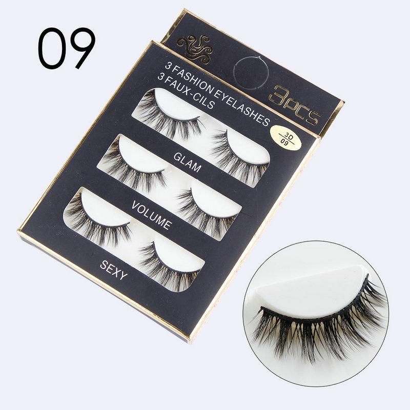 3Pairs Natural False Eyelashes 3D Mink Lashes Eyelash Extension Makeup False Lashes Kit
