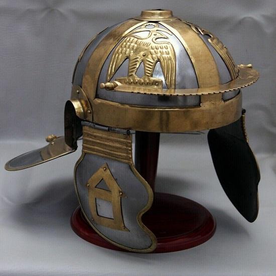 Royal Handicraft Reproduktion eines antiken römisch-gallischen Zenturio-Helms aus Stahl und Messing