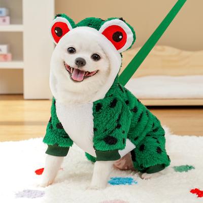 Vierbeinige Kleidung für Haustiere, um im Herbst und Winter warm zu halten, Hunde-Katzen-Kleidung, neue Katzenartikel, Frosch verwandelt sich in Teddybär