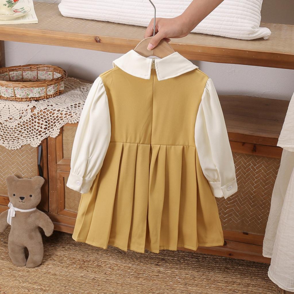 Children's Korean Style College Style JK Dress for Girls Fashionable and Stylish Early Autumn School Uniform Bow Dress