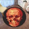 Skull Orange Red Round Rug Crystal Velvet Floor Mat Gothic Horror Art Decorative Home Bedroom Living Room Area Rug for Teens