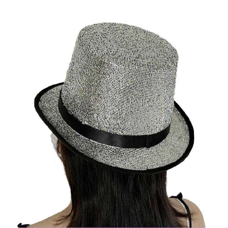 Magician Hat Wide Brim Fedora Hat Stage Top Hat Short Brim Flickering Glitter
