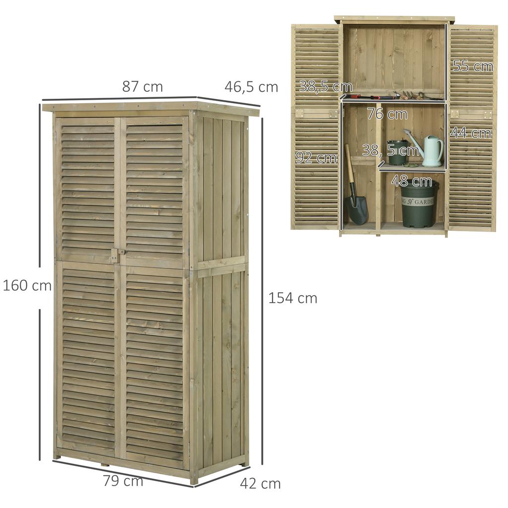 Garden Cabinet Wood Tool Shed Equipment House With Asphalt Roof Louvered Door Storage Cabinet Shed Garden 4 Compartments Gray 87 X 46.5 X 160 Cm