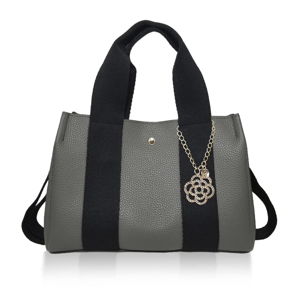 Gisele Mini Tote Shoulder Crossbody PU Perfect for or Any Large Bag X Black with Camellia Women's 2-Way Bag, Bag, Leather, Commuting, School,