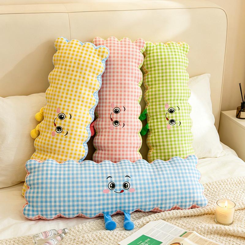 Plush Bubble Grid Cookie Long Pillow For Bedroom And Side Sleepers