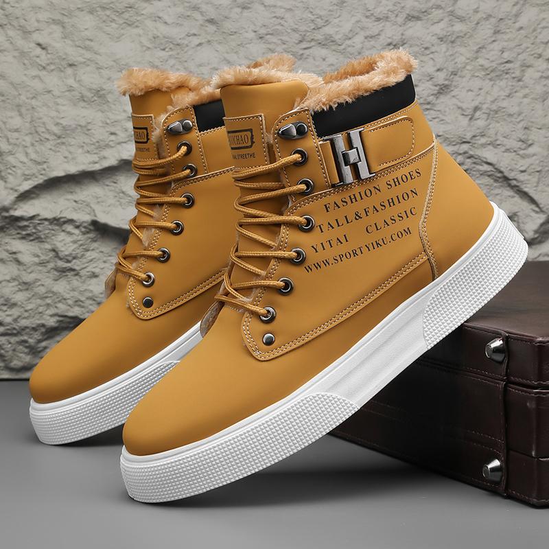 New Men Shoes Winter High Cut Thick Soled Retro High-quality Casual Sports Shoes Lace Up Men's Trendy Warm Short Boots 2024