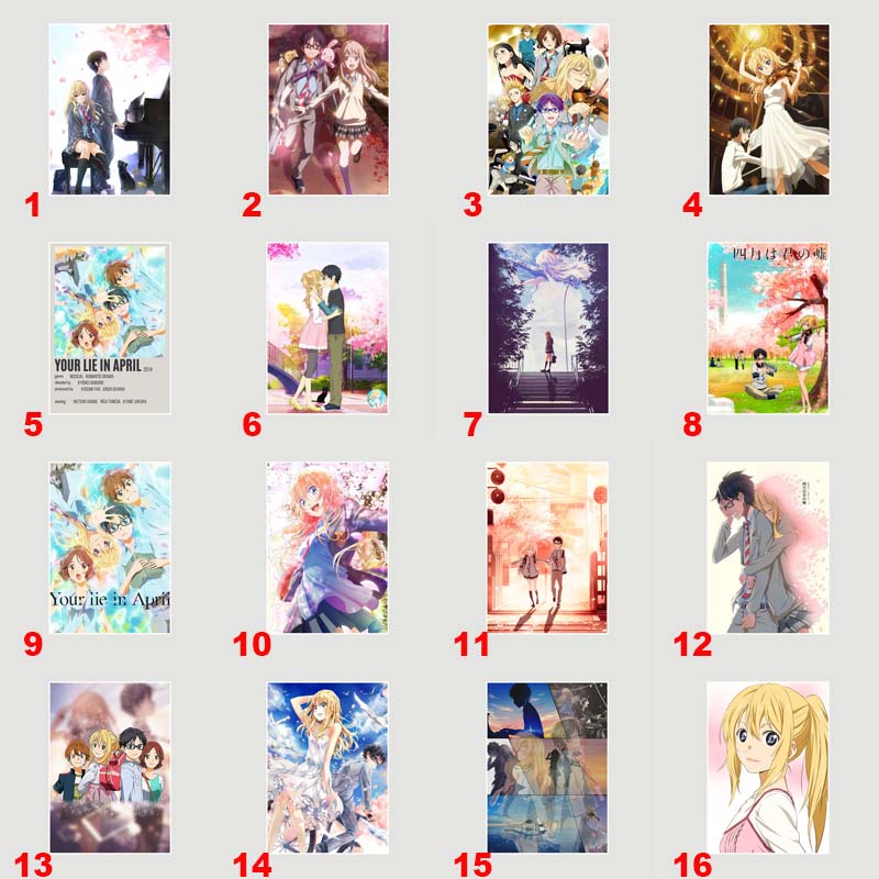Japanische Anime Your Lie In April Poster weiß beschichtetes Papier Wandaufkleber Home Decor Wandbild Wohnzimmer Bar Dekoration Malerei