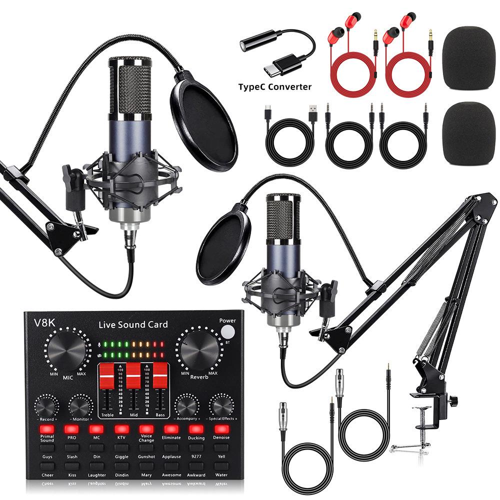 

V8s Dual Microphone Professional Sound Card for Live Broadcast & Mobile/Computer Recording