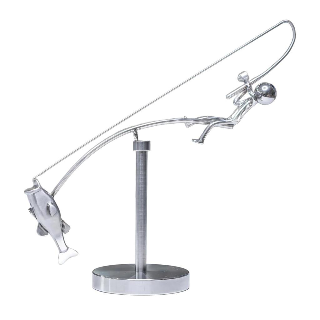 Kinetic Fishing Sculpture Balance Art for Your Space Balance Art Sculpture Fisherman Balancing Figurine Ornament Home Decoration