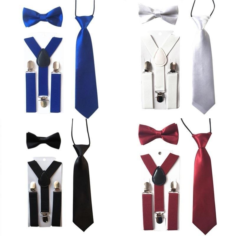 3Pcs/Set Children Baby Suspenders Tie Bowtie Set 3 Clip-on Elastic Adjustable Braces Straps Fashion Tie Set Performance Clothing