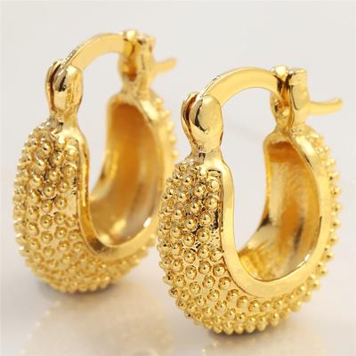Vintage Hollow Out Geometric Bead Hoop Earrings For Women Plated Wedding Engagement Party Jewelry