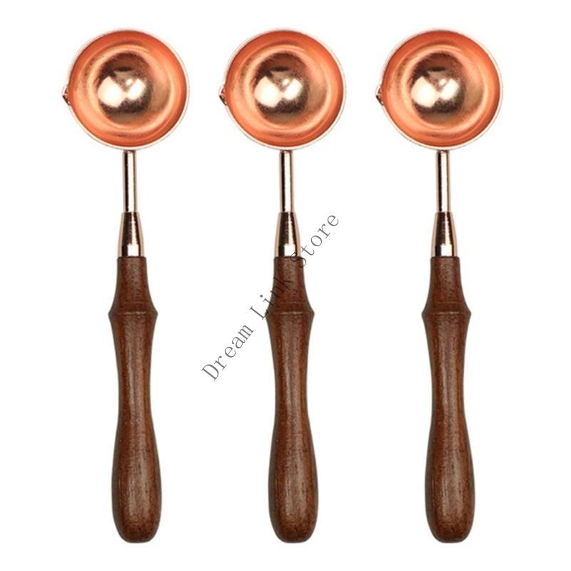 Q1FD 3 Pcs Metal Sealing Spoon Wax Seal Spoon Wax Sealing Stamp Melting Spoon